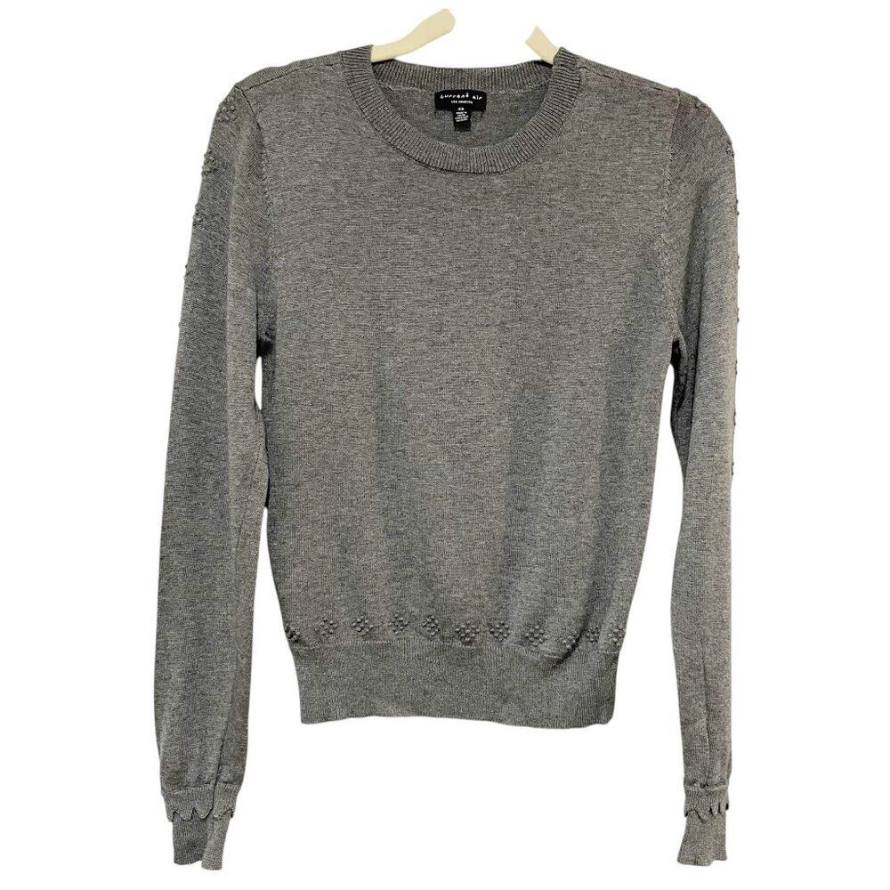 Current Air Gray Crew Neck Texture Dotted Knit Long Sleeve Sweater Workwear XS